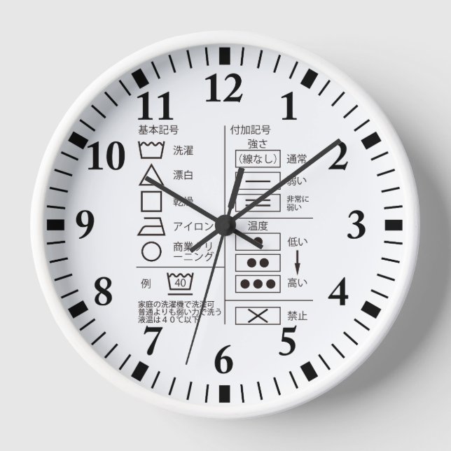 Símbolo de indicación de lavado reloj redondo (Anverso)