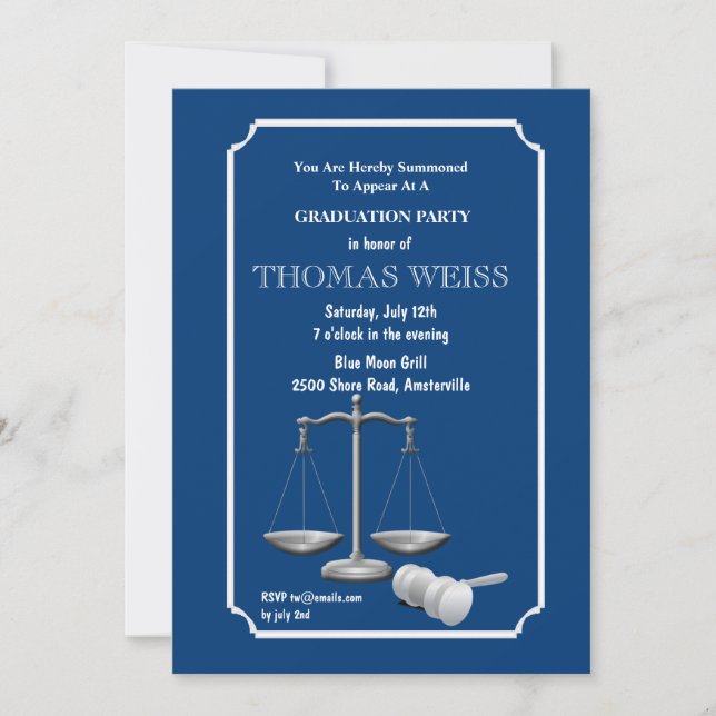 Símbolo de invitación a graduación de justicia (Anverso)