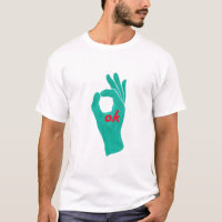 símbolo de la señal de la mano de ok en camisetas 