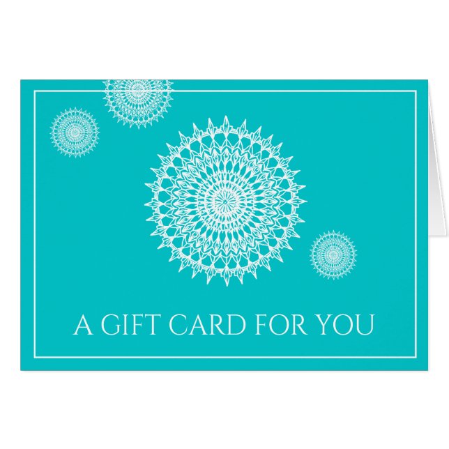 Símbolo de Mandala blanca del Universo sobre turqu (Anverso (Horizontal))