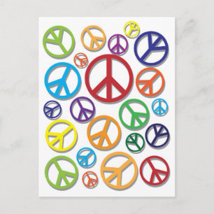 Símbolo de paz con tarjeta postal de diferentes co
