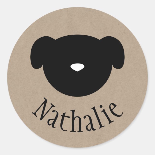 Símbolo de perro pegatina de papel marrón (Anverso)