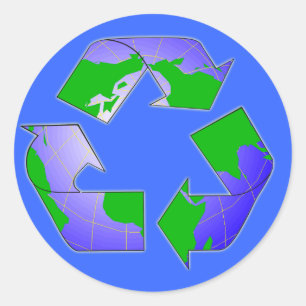 Símbolo de reciclaje con Pegatina de la Tierra