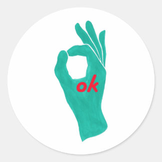 símbolo de signo de la mano de ok en pegatinas ver