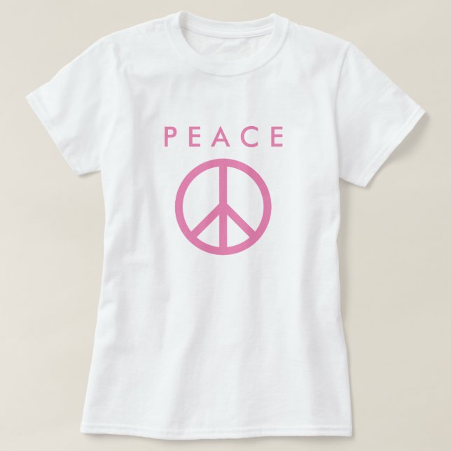 Símbolo de signo de paz rosa en camiseta blanca pa (Diseño del anverso)