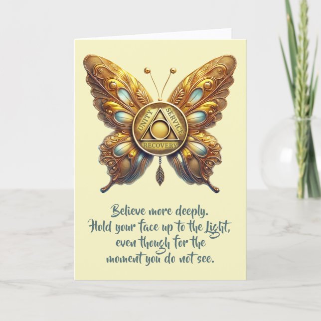 Símbolo de unidad de AA Mariposa, tarjeta de oraci (Anverso)