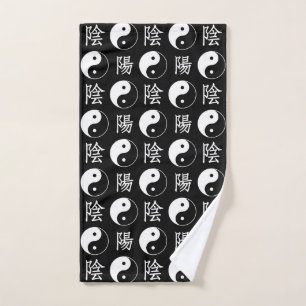 Símbolo de Yinyang negro patrón de texto chino