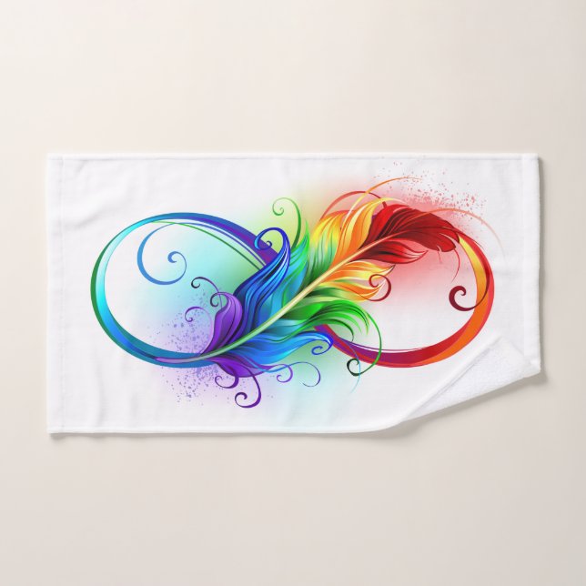 Símbolo infinito con pluma arco iris (Toalla de mano)
