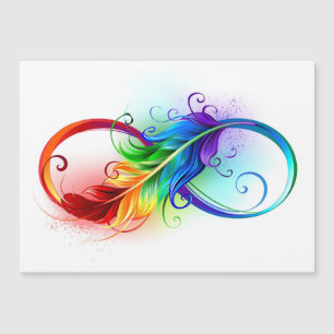 Símbolo infinito con pluma arco iris