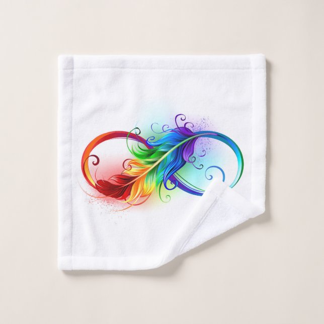 Símbolo infinito con plumas arcoiris (Toallita)