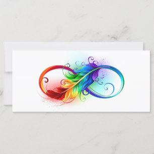Símbolo infinito con plumas arcoiris