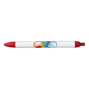 Símbolo infinito con plumas arcoiris