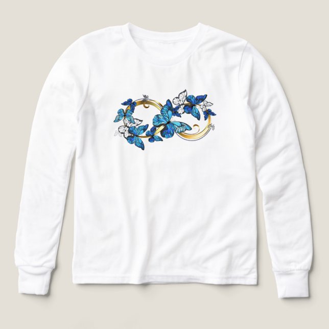 Símbolo infinito de mariposas Morpho azules (Diseño frontal)