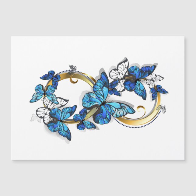 Símbolo infinito de mariposas Morpho azules (Anverso)