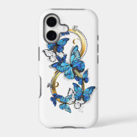 Símbolo infinito de mariposas Morpho azules