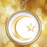 Símbolo islámico collar de oro<br><div class="desc">La luna creciente y la estrella son un símbolo del Islam. ***Por favor,  tenga en cuenta que el color dorado de las obras de arte no es metálico.** Hay más productos con este diseño disponibles en la Categoría Islam de esta tienda.</div>