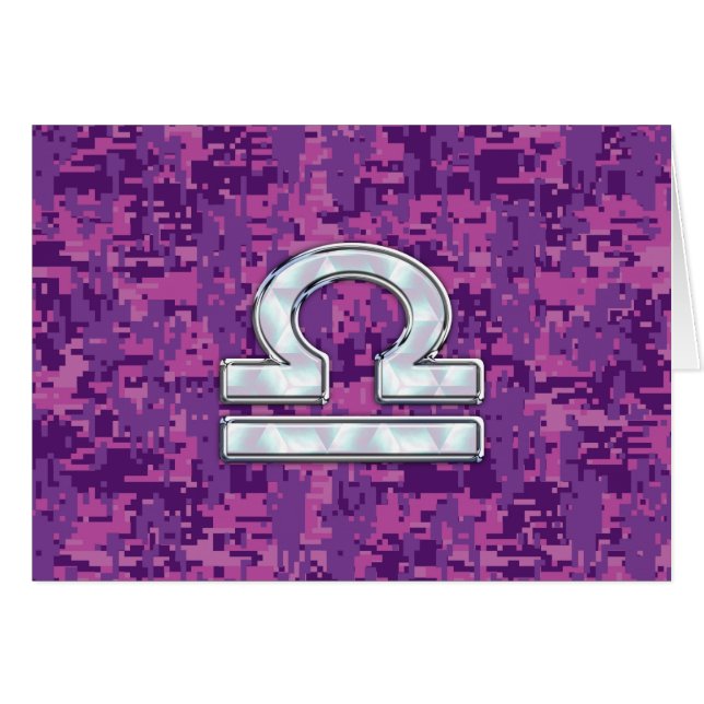 Símbolo libra zodiac fucsia camo digital rosa (Anverso (Horizontal))
