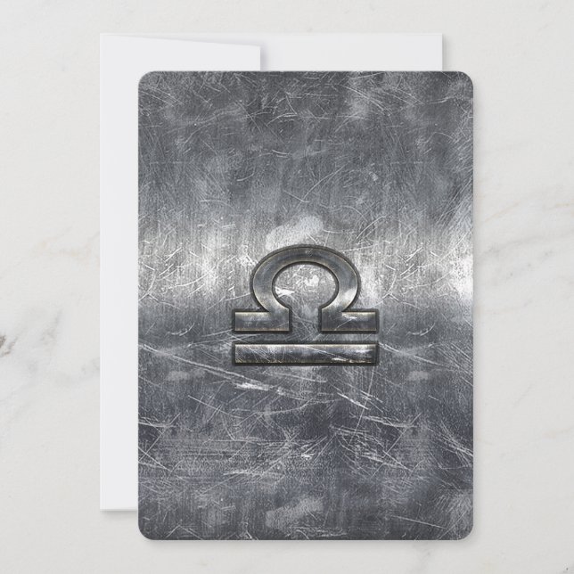 Símbolo libra zodiaco en acero granulado plateado (Anverso)