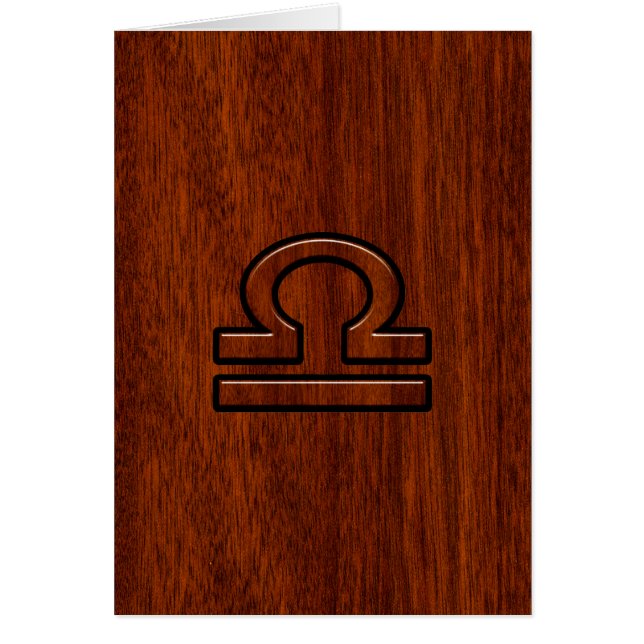Símbolo libra zodiaco sobre caoba (Frente)