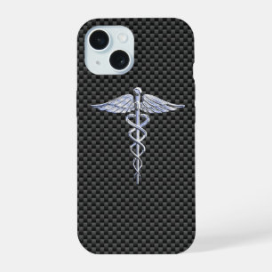 Símbolo médico Caduceo Chrome fibra de carbono dec