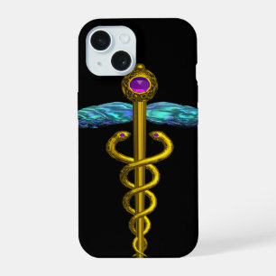 SÍMBOLO MÉDICO CADUCEO DE ORO ,Negro