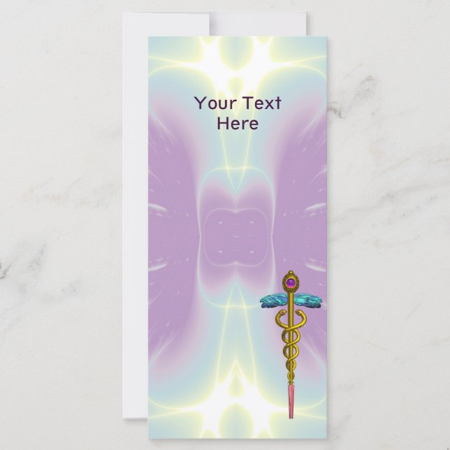 SÍMBOLO MÉDICO CADUCEO DE ORO Púrpura Verde (Anverso)