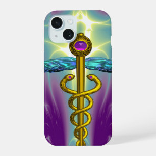 SÍMBOLO MÉDICO CADUCEO DE ORO , Verde Turquesa Púr