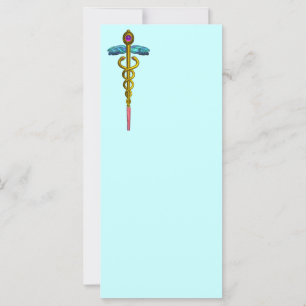 Símbolo médico CADUCEUS GOLD Verde Púrpura Azul
