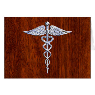 Símbolo médico del Caduceo plateado Decoración de