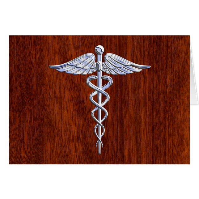 Símbolo médico del Caduceo plateado Decoración de  (Anverso (Horizontal))