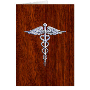 Símbolo médico del Caduceo plateado Decoración de