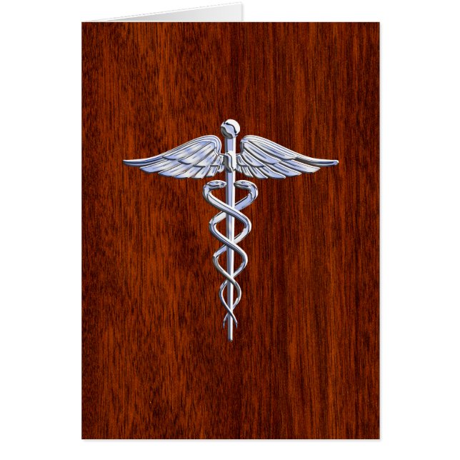 Símbolo médico del Caduceo plateado Decoración de  (Frente)