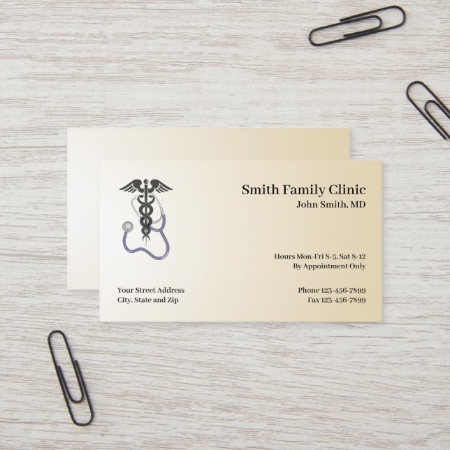 Símbolo médico tarjeta de visita Stethoscope (Anverso/Reverso In Situ)