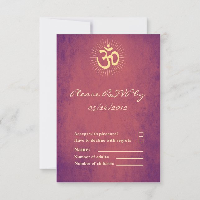 Símbolo OM Tarjeta RSVP Boda hindú (Anverso)