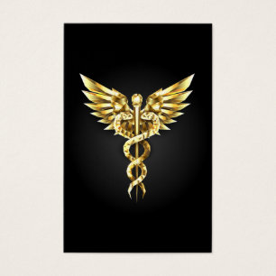 Símbolo poligonal dorado Caduceo