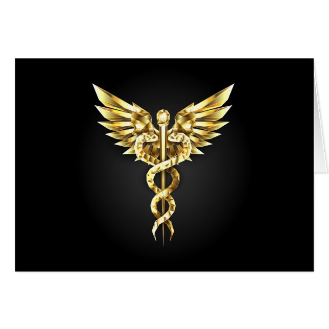 Símbolo poligonal dorado Caduceo (Anverso (Horizontal))
