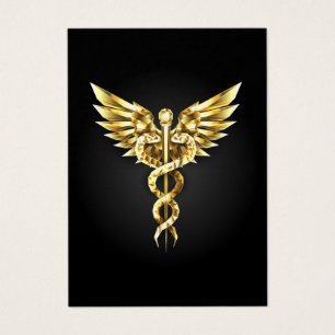 Símbolo poligonal dorado Caduceo