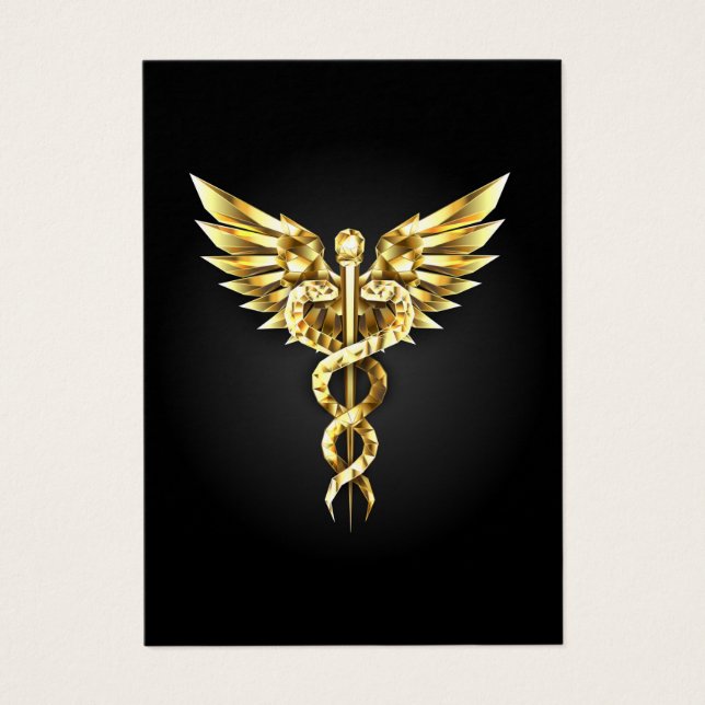 Símbolo poligonal dorado Caduceo (Frente)