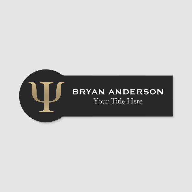 Símbolo Psi del psicólogo Gold Etiqueta de nombre (Anverso)