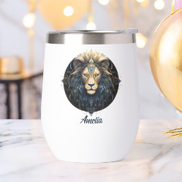 Símbolo único de estrella de león negro dorado cós