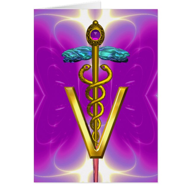 SÍMBOLO VETERINARIO CADUCEUS DE ORO FANTASMA rosa (Frente)