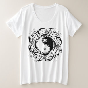 Símbolo Yin & Yang negro y blanco estilo tatuaje