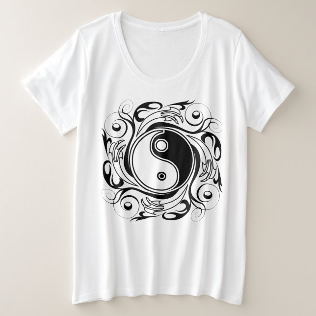 Símbolo Yin & Yang negro y blanco estilo tatuaje (Anverso del diseño)