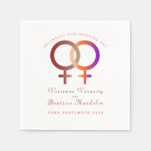 Símbolos arcoiris boda lesbiana servilleta