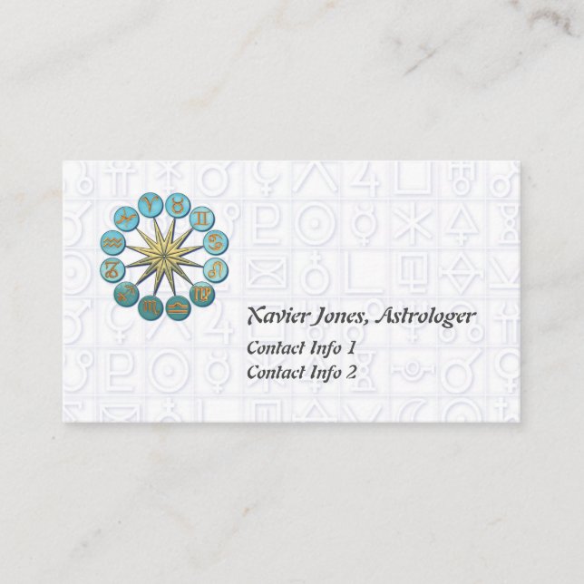 Símbolos de astrología personalizados tarjetas de  (Anverso)