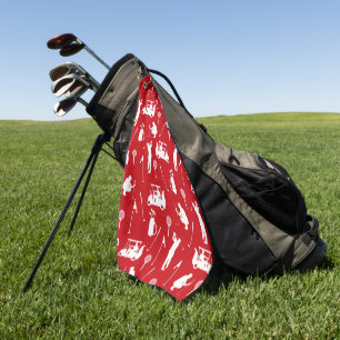 Símbolos de golf blancos y rojos Patrón de toalla