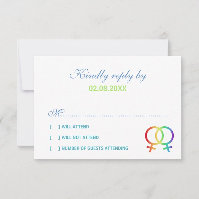 Símbolos de Rainbow Venus Boda Lesbiana RSVP (Anverso)