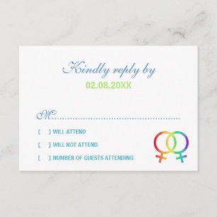 Símbolos de Venus Arcoíris RSVP Boda Lesbiana