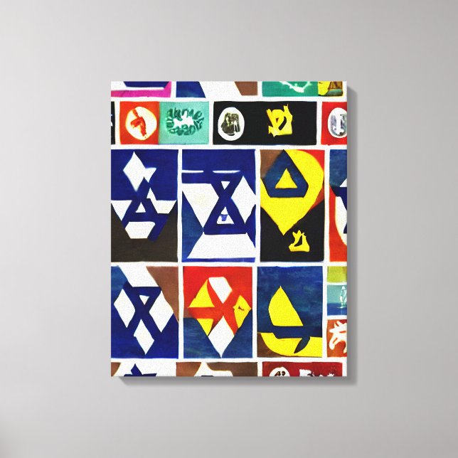 Símbolos religiosos judíos arte en pared (Anverso)