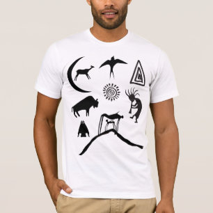 Símbolos y camiseta de los petroglifos animales